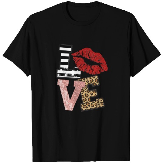 Valentine Red Lips Love Leopard T Shirts