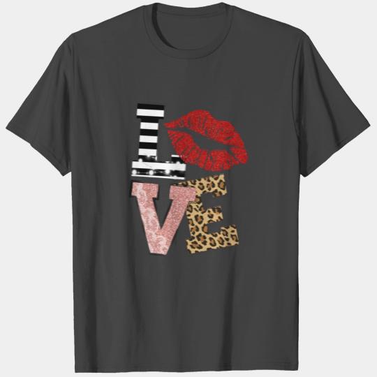 Valentine Red Lips Love Leopard T Shirts