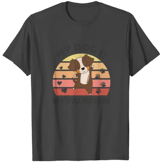 My Dog My Valentine Australian Shepherd Heart T Shirts