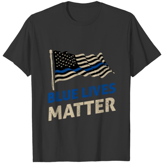 Thin Blue American Flag Police Sheriff Law Blue T Shirts