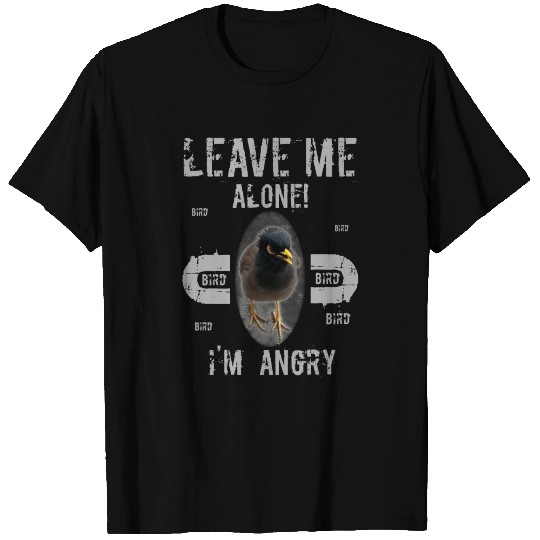 leave me alone I'm angry bird gray black T Shirts