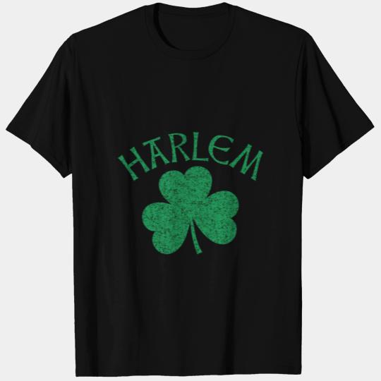 Harlem Irish Shamrock Distressed Kelly Green Print T Shirts