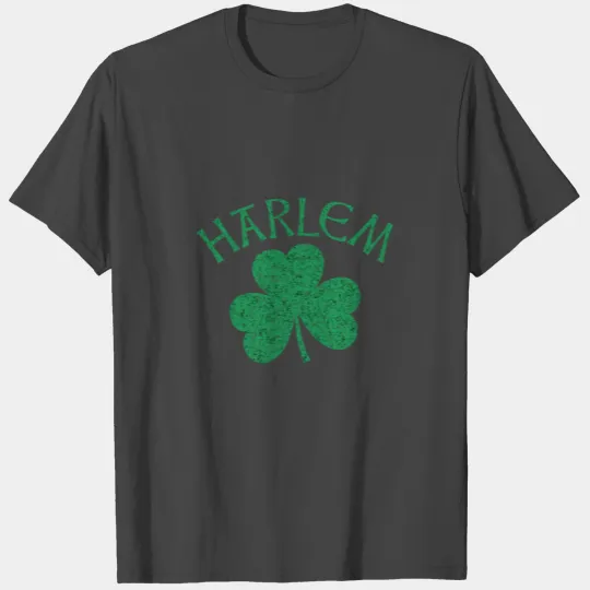 Harlem Irish Shamrock Distressed Kelly Green Print T Shirts