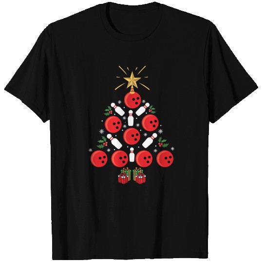 Christmas Bowling Xmas Tree Funny Holiday Bowler T Shirts