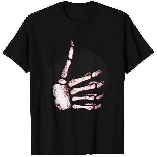 Skeleton hand thumbs up symbol design T Shirts