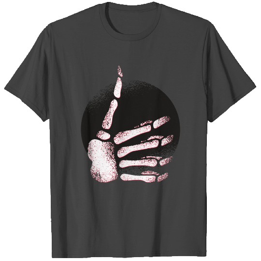 Skeleton hand thumbs up symbol design T Shirts