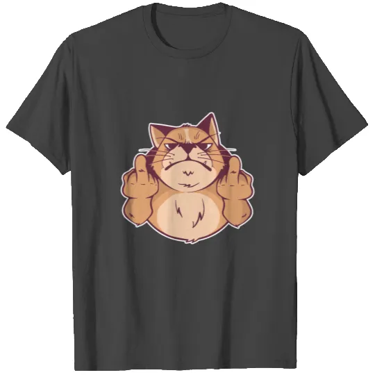 middle finger cat T Shirts
