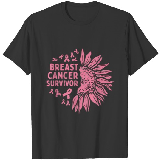 Sunflower Breast Cancer Survivor Pink Ribbon T Shirts