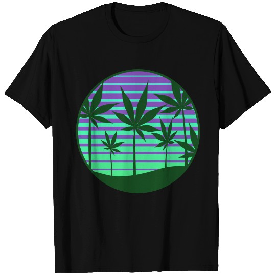 cannabis leaf sunset weed marijuana hemp thc pot T Shirts