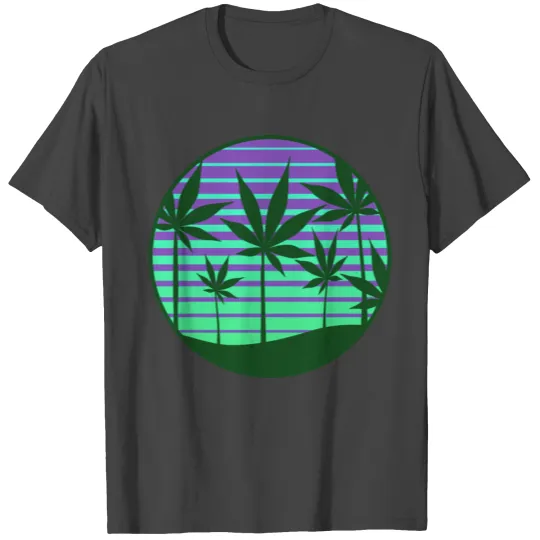 cannabis leaf sunset weed marijuana hemp thc pot T Shirts