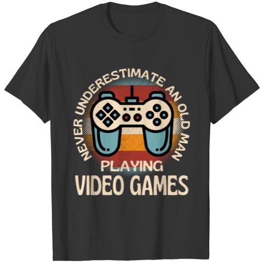 Old Man Playing Video Games T Shirts