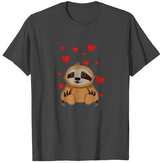 Sloth Valentines Day T Shirts Kids Girls Women Heart