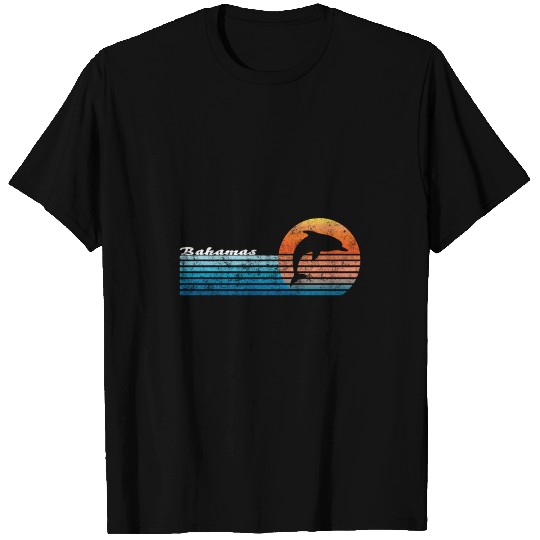 Vintage Bahamas, Retro 80S Dolphin Sunset T Shirts
