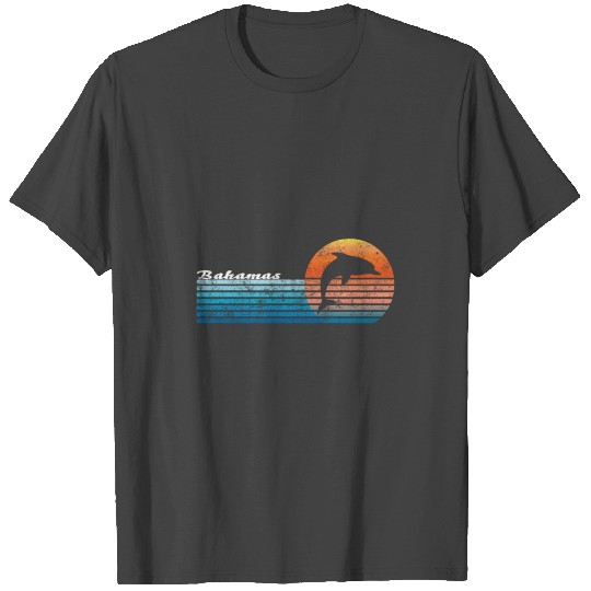 Vintage Bahamas, Retro 80S Dolphin Sunset T Shirts