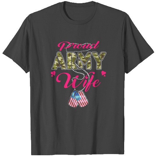 Proud Army Wife Us Flag Dog Tags Military Spouse F T Shirts