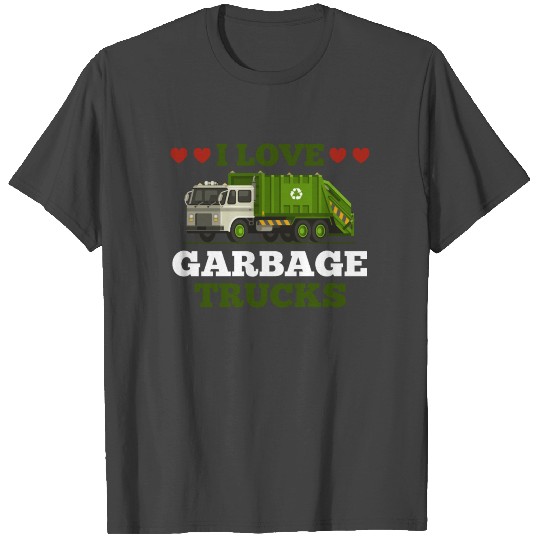 I Heart Love Garbage Trucks Funny Birthday Boy T Shirts