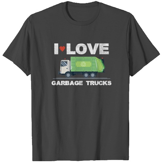 I Heart Love Garbage Trucks Funny Birthday Boy T Shirts