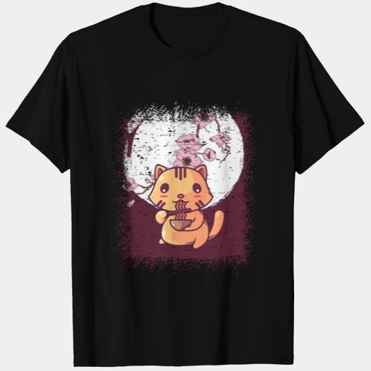 Kawaii Ramen Cat - Japanese Cherry Blossom T Shirts