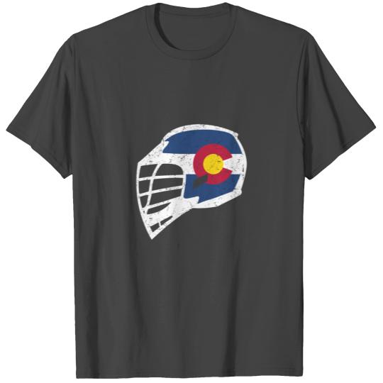 Colorado Lacrosse Helmet Vintage State Flag Lacros T Shirts