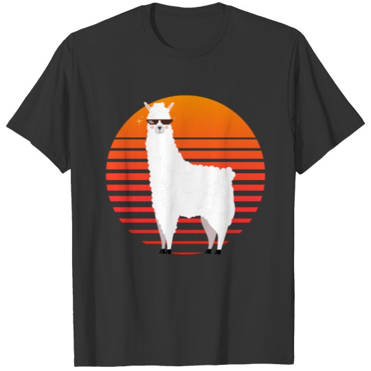 Retro Llama Alpaca Sunglasses Girl Boy Kids Animal T Shirts