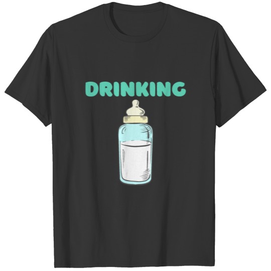 cute baby bottle drinking buddies twin baby T Shirts