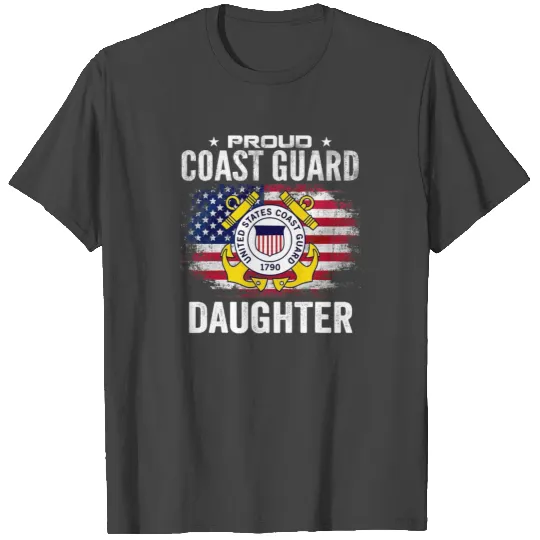 Proud Coast Guard Daughter With American Flag T Shirts