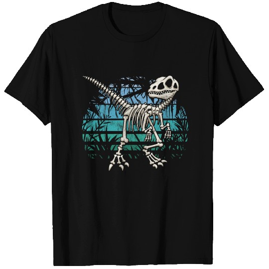 Skeleton Raptor Velociraptor Blue Jungle Dino T Shirts
