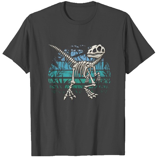Skeleton Raptor Velociraptor Blue Jungle Dino T Shirts