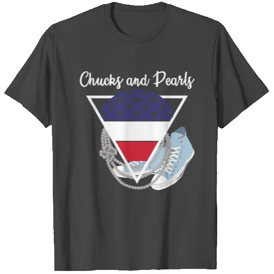 Chucks and Pearls 2021 USA Retro Flag Blue T Shirts