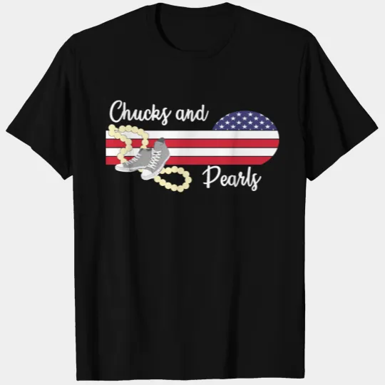 Chucks and Pearls USA Retro flag T Shirts