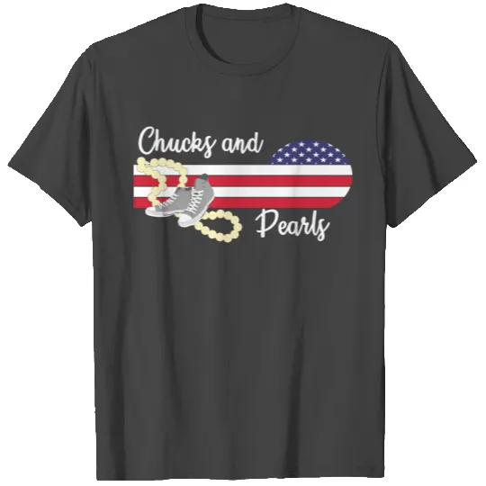 Chucks and Pearls USA Retro flag T Shirts