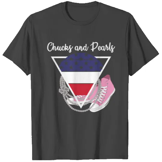 Chucks and Pearls 2021 USA Retro Flag Pink T Shirts