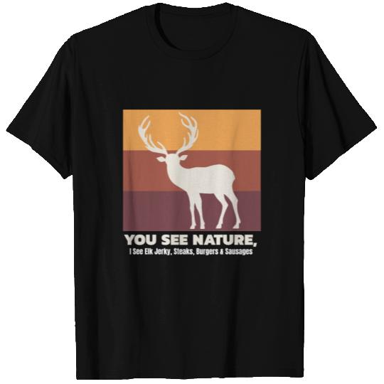 Funny Elk Hunting I See Elk Jerky Hunting T Shirts
