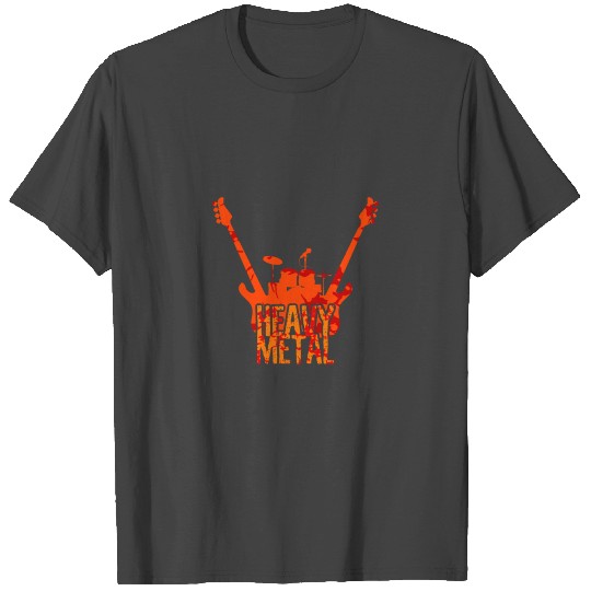 Heavy metal electric guitar drums microphone music T Shirts