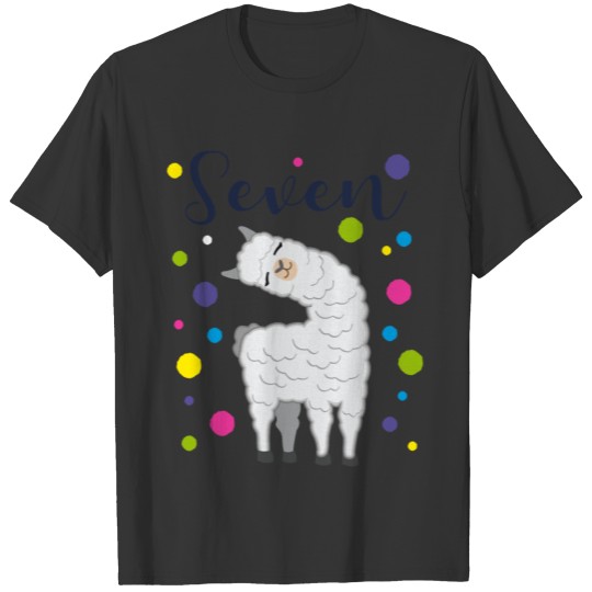 7 Years Birthday Gift Kids Llama Alpaca T Shirts