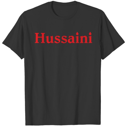 HUSSAINI text in red color T-shirt