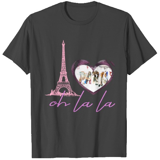 I Love Paris France Artistic Heart Eiffel Tower Oh T Shirts