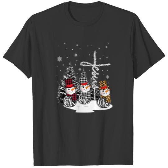 Jesus Faith Hope Love Snowman Christmas Christian T-shirt