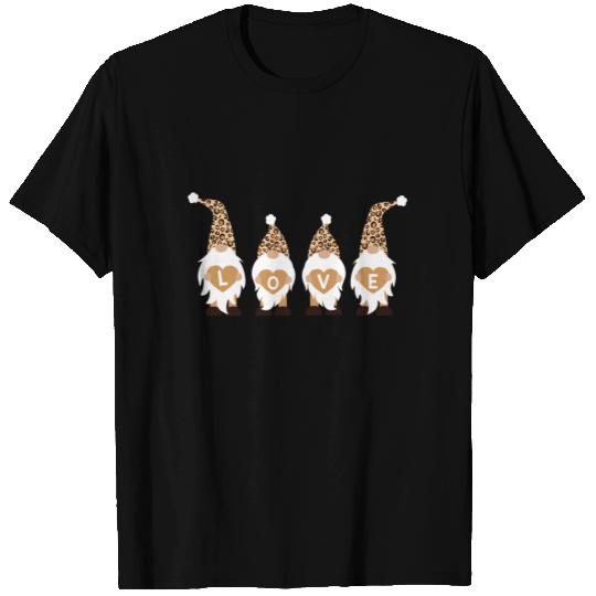 LOVE Valentine Leopard Print Gnomes T Shirts