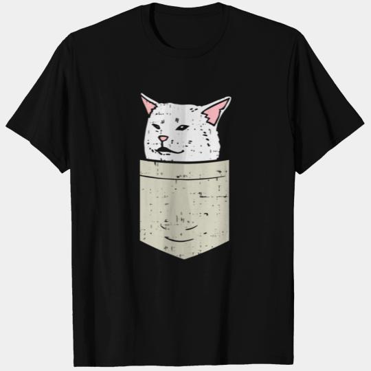 Woman Yelling At Confused White Cat Pocket Meme Fu T Shirts