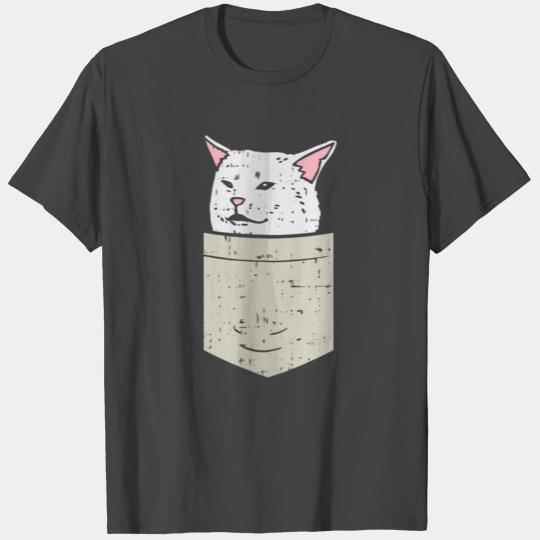 Woman Yelling At Confused White Cat Pocket Meme Fu T Shirts