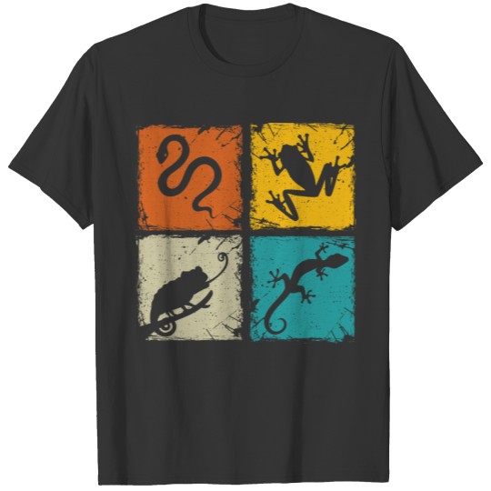 retro squares snake toad chameleon lizard herping T Shirts