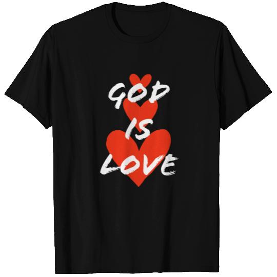 God Is Love Red Hearts Christian Quote T Shirts