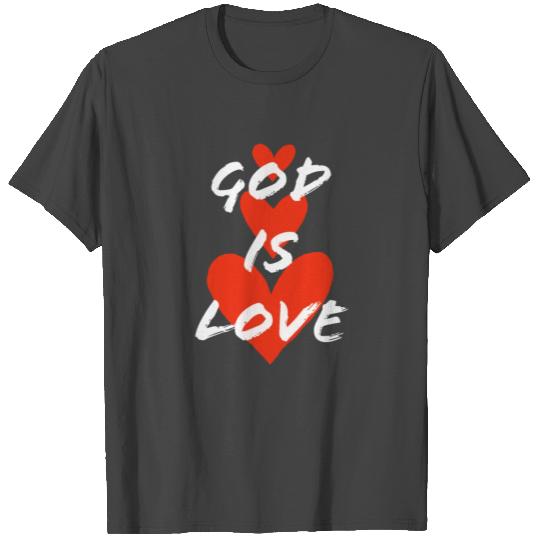 God Is Love Red Hearts Christian Quote T Shirts