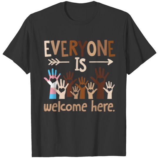 Everyone Is Welcome Here Hearts Teachers T-shirt