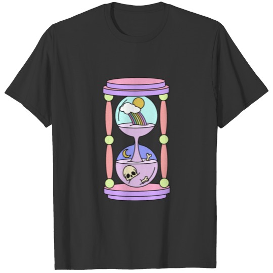 Japanese Pastel Goth Hourglass Skull Dessert T-shirt