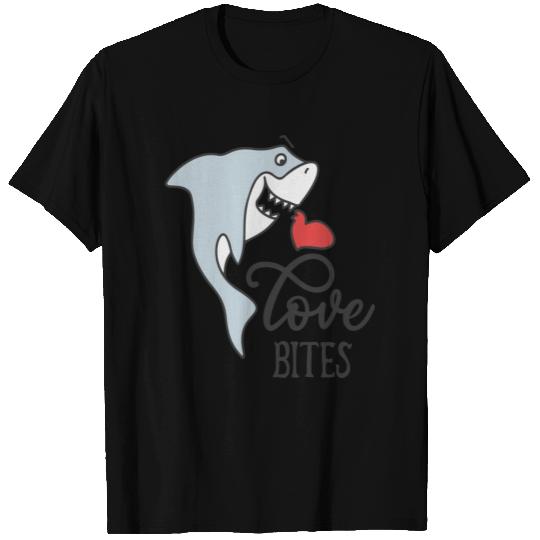 Funny shark saying love bites Valentine's day gift T Shirts