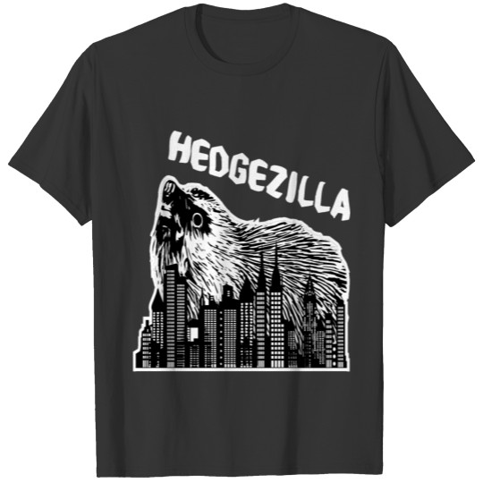 black hedgezilla hedgehog hedgehog skyline big T Shirts