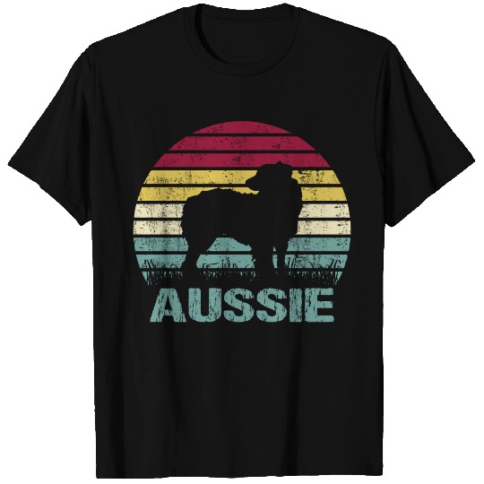 Aussie Australian Shepherd Retro Silhouette T Shirts