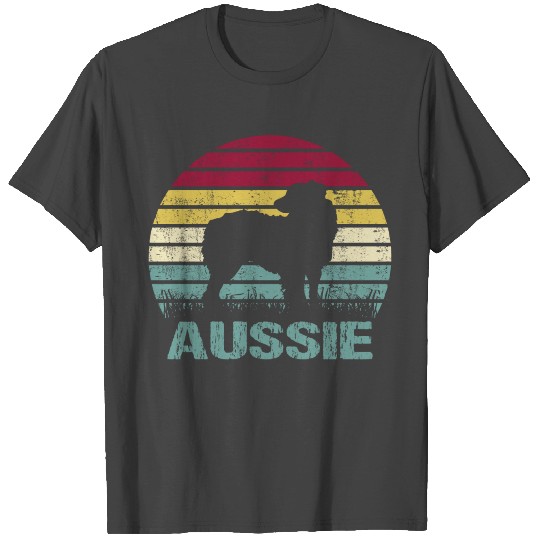 Aussie Australian Shepherd Retro Silhouette T Shirts